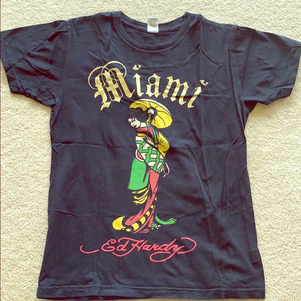 Ed Hardy Miami T-shirt - Black and Gold